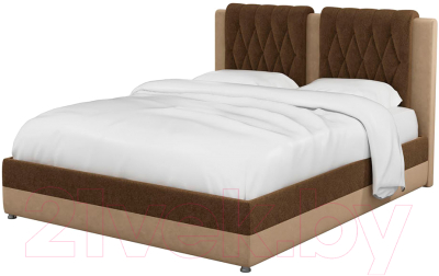 Двуспальная кровать Mebelico Камилла 18 / 59553 (микровельвет, коричневый/бежевый)