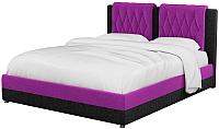 Двуспальная кровать Mebelico Камилла 18 / 59554 (микровельвет, фиолетовый/черный) - 