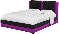 Двуспальная кровать Mebelico Камилла 18 / 59555 (микровельвет, черный/фиолетовый) - 