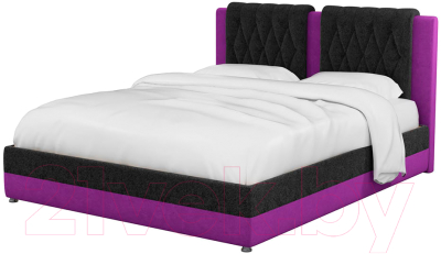 Двуспальная кровать Mebelico Камилла 18 / 59555 (микровельвет, черный/фиолетовый)