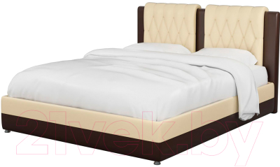 Двуспальная кровать Mebelico Камилла 18 / 59556 (экокожа, бежевый/коричневый)