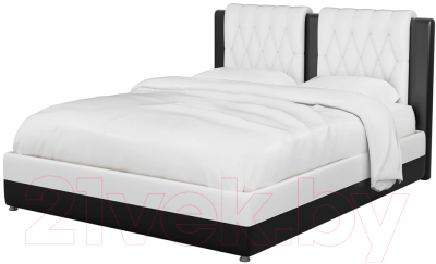 Двуспальная кровать Mebelico Камилла 18 / 59558 (экокожа, белый/черный)