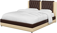 Двуспальная кровать Mebelico Камилла 18 / 59964 (экокожа, коричневый/бежевый) - 