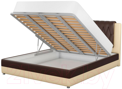 Двуспальная кровать Mebelico Камилла 18 / 59964 (экокожа, коричневый/бежевый)