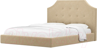 Двуспальная кровать Mebelico Кантри 21 / 59020 (микровельвет, бежевый)