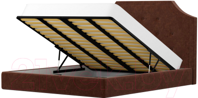 Двуспальная кровать Mebelico Кантри 21 / 59021 (микровельвет, коричневый)