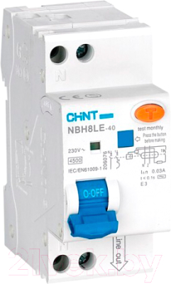 

Дифференциальный автомат Chint, NBH8LE-40 1P+N 10A 30mA С 4.5kA (R)
