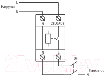 Реле напряжения КС MRV 32A / 82714 (с дисплеем) - Схема подключения