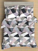 Комплект постельного белья Amore Mio Мако-сатин Crystal Микрофибра Евро / 93788 (серый/белый/черный) - 