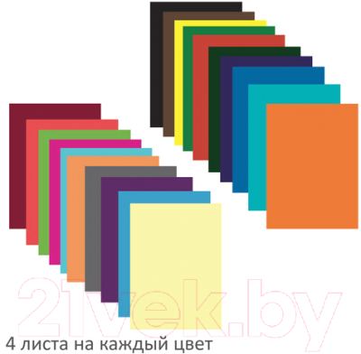 Набор цветной бумаги Brauberg А4 80г/м / 113539 (80л, 20цв)