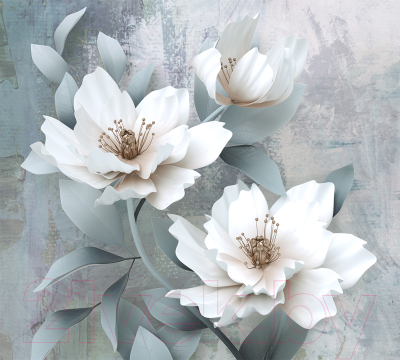 Фотообои листовые Vimala 3D белые цветы (270x300)