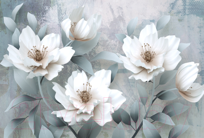 Фотообои листовые Vimala 3D белые цветы (270x400)