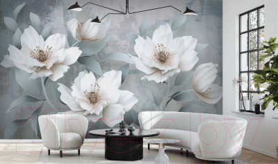 Фотообои листовые Vimala 3D белые цветы (270x400)