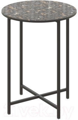 Журнальный столик ТриЯ ДП 1-03-04 (черный/стекло с рисунком Coffe)