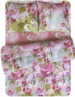 Комплект постельного белья Amore Mio Мако-сатин Fancy Микрофибра Евро / 93219 (розовый/молочный) - 