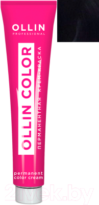 Крем-краска для волос Ollin Professional Color перманентная 1/0 (60мл, иссиня-черный)