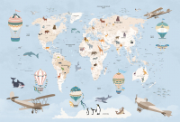Фотообои листовые Vimala Карта мира голубая (270x400) - 
