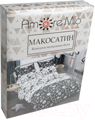 Комплект постельного белья Amore Mio Мако-сатин Stellar Микрофибра 1.5сп / 93801 (черный/белый)