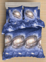 Комплект постельного белья Amore Mio Мако-сатин Space Микрофибра Евро / 92927 (синий) - 