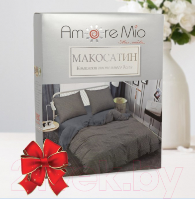 Комплект постельного белья Amore Mio Мако-сатин Shine Crown GY Микрофибра Евро / 34194 (серый)