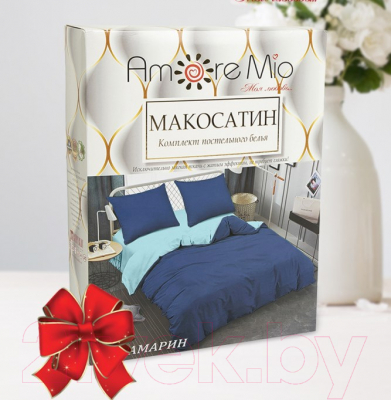 Комплект постельного белья Amore Mio Мако-сатин Аквамарин Микрофибра Евро / 23518 (бирюзовый)