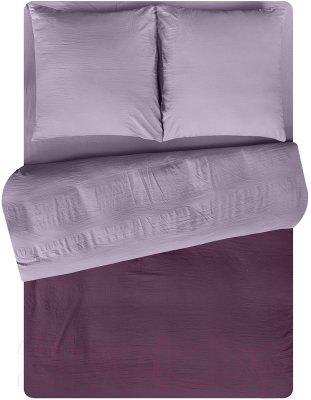 Комплект постельного белья Amore Mio Мако-сатин Топаз Микрофибра Евро / 23531 (брусника/сиреневый)