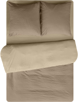 Комплект постельного белья Amore Mio Мако-сатин Опал Микрофибра Евро / 23529 (коричневый/бежевый) - 