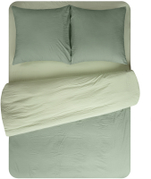 Комплект постельного белья Amore Mio Мако-сатин Малахит Микрофибра Евро / 23534 (бирюзовый/светло-зеленый) - 