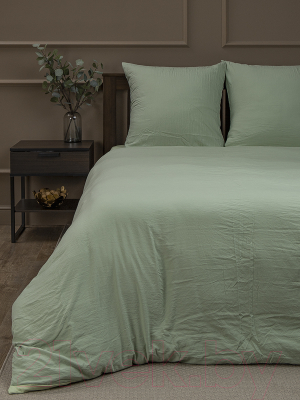 Комплект постельного белья Amore Mio Мако-сатин Малахит Микрофибра Евро / 23534 (бирюзовый/светло-зеленый)