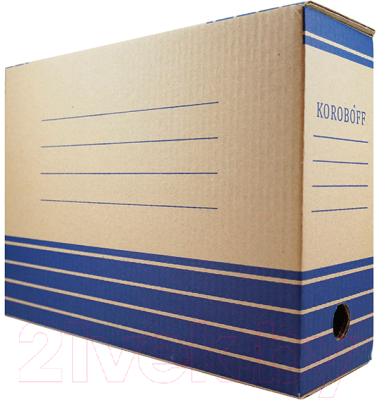 Коробка архивная Koroboff 100мм / оф100б (бурый/синий)