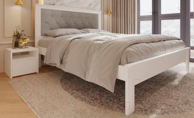 Полуторная кровать BAMA Георг (140x200, белый/экокожа)