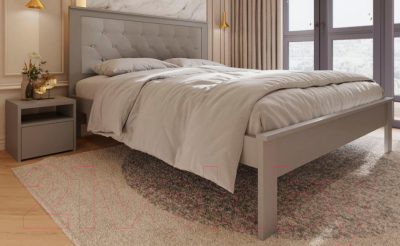 Полуторная кровать BAMA Георг (140x200, серый/экокожа)