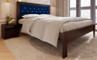 Двуспальная кровать BAMA Георг (160x200, венге/велюр+стразы) - 