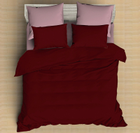 Комплект постельного белья Amore Mio Сатин однотонный Garnet Евро / 24980 (бордовый/розовый) - 