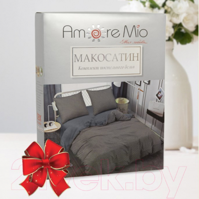 Комплект постельного белья Amore Mio Мако-сатин Shine Crown GY Микрофибра 2сп / 34026 (серый)