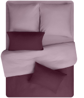 Комплект постельного белья Amore Mio Сатин однотонный Garnet Евро / 24934 (бордовый/розовый) - 