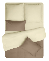 Комплект постельного белья Amore Mio Сатин однотонный Caribou Евро / 24932 (коричневый/светло-зеленый) - 