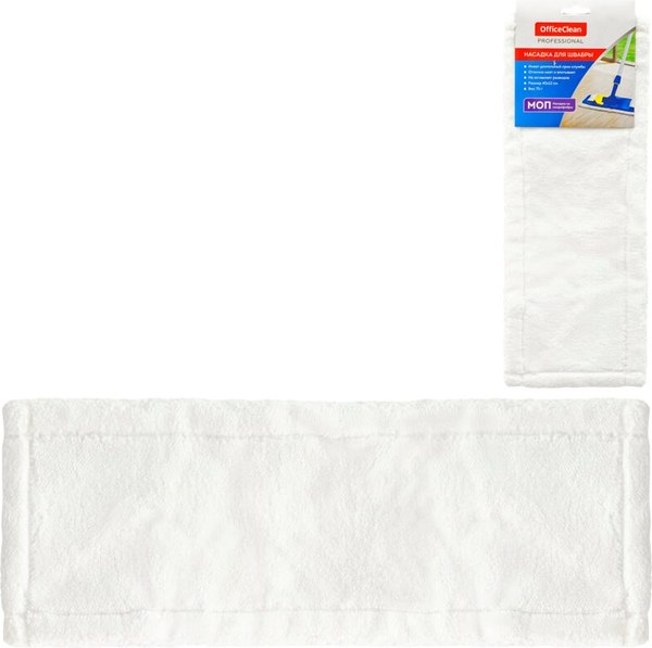 Моп для швабры OfficeClean Professional 40x12см (карманы/уши микрофибра белый)