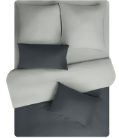 Комплект постельного белья Amore Mio Сатин однотонный Graphite Евро / 24930 (темно-серый/светло-серый) - 