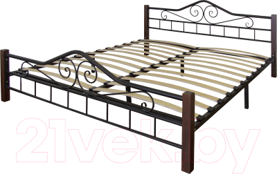 Двуспальная кровать Мебелик Сартон 1 160 (черный/средне-коричневый)