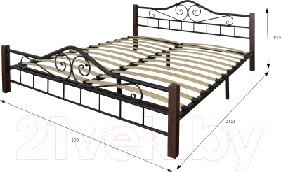 Двуспальная кровать Мебелик Сартон 1 160 (черный/средне-коричневый)