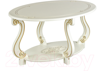 Журнальный столик Мебелик Овация М (слоновая кость/золото)