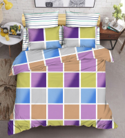 Комплект постельного белья Amore Mio Gold Beverly Сатин 2сп / 22829 (фиолетовый/коричневый/серый/голубой) - 