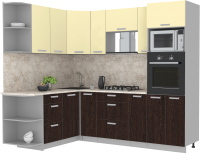 Кухонный гарнитур Интерлиния Мила Лайт 1.68x2.4 левая (ваниль/дуб венге/малага) - 