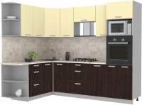Кухонный гарнитур Интерлиния Мила Лайт 1.68x2.6 левая (ваниль/дуб венге/малага) - 