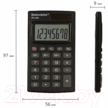 Калькулятор Brauberg PK-408-BK / 250517 (черный)