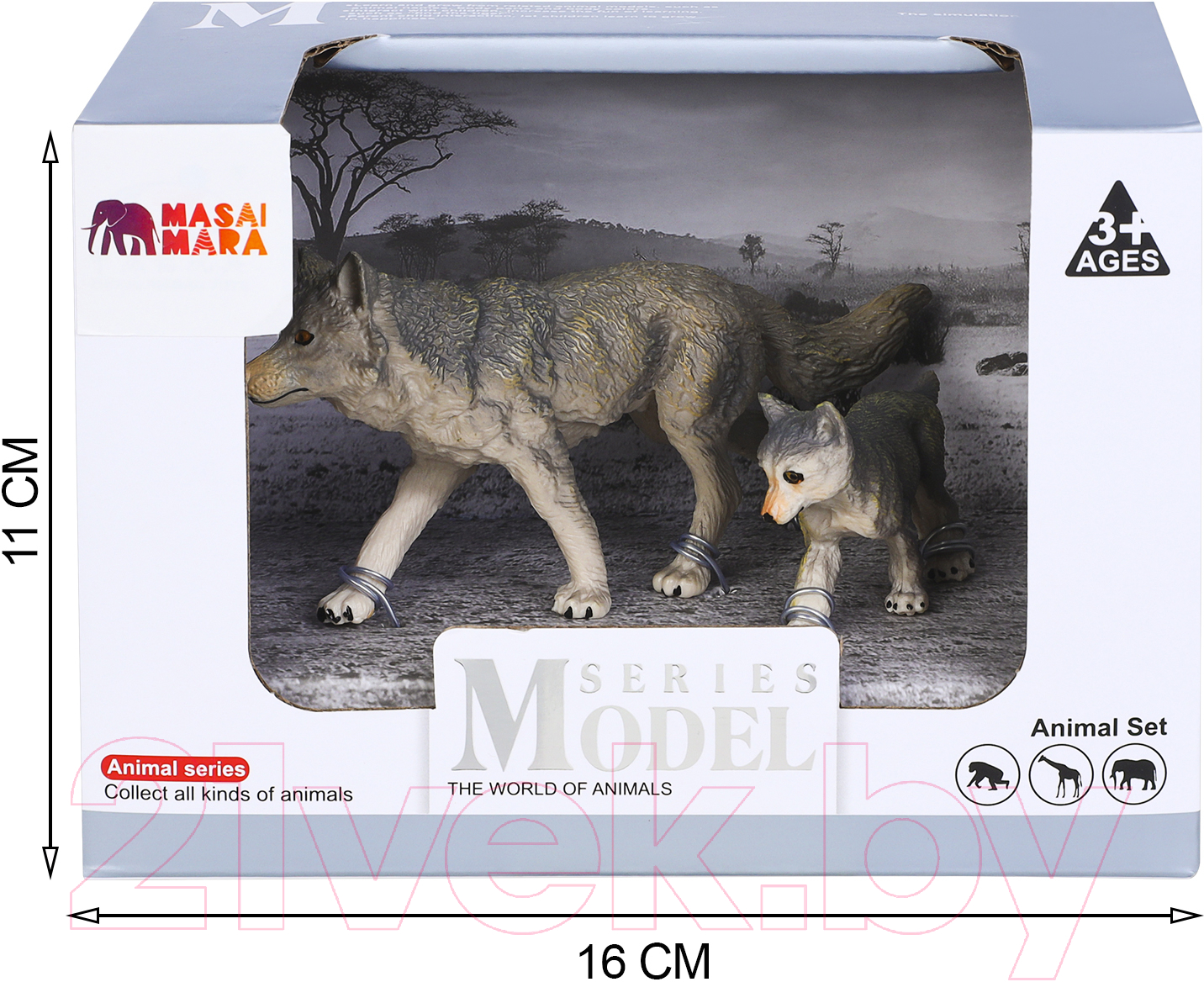 Набор фигурок коллекционных Masai Mara Мир диких животных. Семья серых волков / MM211-135 — фото 4