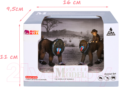 Набор фигурок коллекционных Masai Mara Мир диких животных. Семья обезьян мандрил / MM211-142
