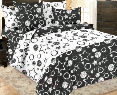 Комплект постельного белья Amore Mio Мако-сатин Stellar Микрофибра 1.5сп / 93801 (черный/белый)