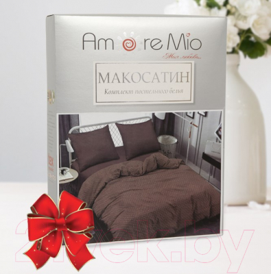 Комплект постельного белья Amore Mio Мако-сатин Shine Crown BR Микрофибра 1.5сп / 33958 (коричневый)